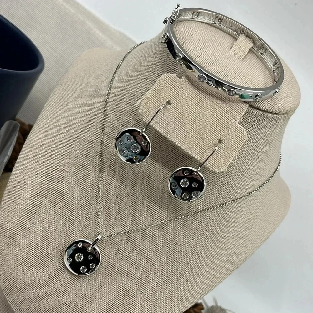 🌟 Epiphany & Diamonique Matching Necklace, Bracelet, Earring - QVC Early 2000's